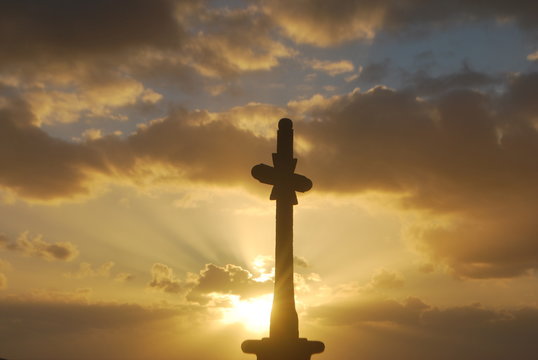 atardecer azores cruz
