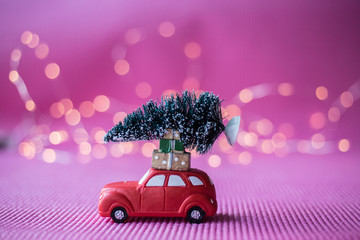 Christmas tree and miniature car