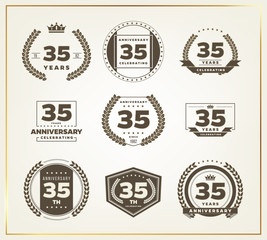 35 years anniversary logo set. Vector illustration.