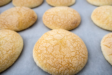 Delicious round cookies sprinkled with sugar, cooked at home.