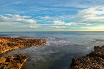 Fototapeta na wymiar The coast of Oropesa del Mar at a sunrise
