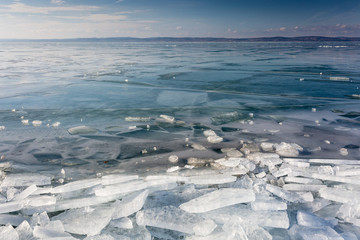 frozen lake Balaton