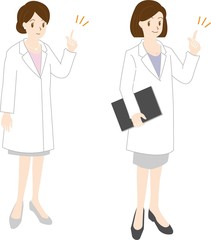 女医さん2人・指さしポーズ