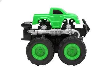big truck toy with big wheels, bigfoot, monster truck isolated on white background © Sviatoslav Kovtun