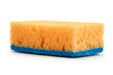 New and clean sponge for cleaning. Isolated on white background