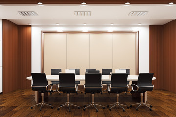 Modern conference room with empty banners