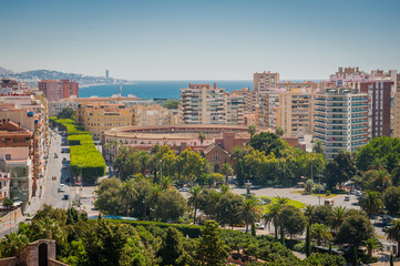 Panorama view of city Malaga from high point