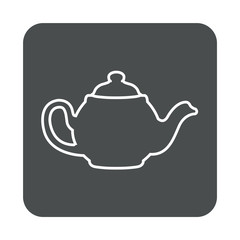 Icono plano linea tetera en cuadrado gris