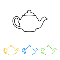 Icono plano linea tetera en varios colores
