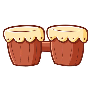 Funny and cute bongo drum in simple cartoon style - vector.