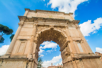 Fototapeta na wymiar The Arch of Roman emperor Titus on Forum Romanum, Rome, Lazio, Italy 