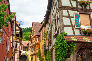Fototapeta na wymiar architecture in Kaysersberg village in Alsace, France