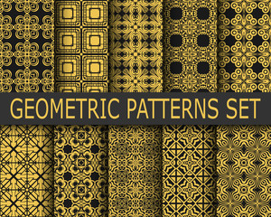Abstract geometric seamless patterns set. Vector illustration