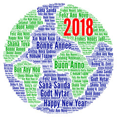 Happy New Year 2018 in different languages 