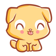 Funny and cute brown dog sitting and smiling - vector.