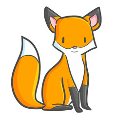 Cute and funny fox sitting and smiling - vector.
