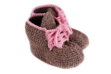 Baby booties crocheted