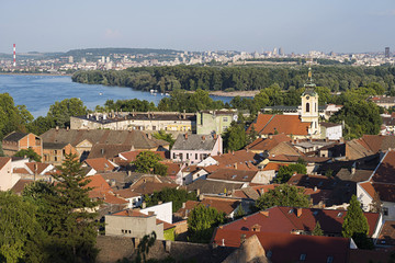 View of Serbian capital city Belgrade and Danube river from Zemun municipality