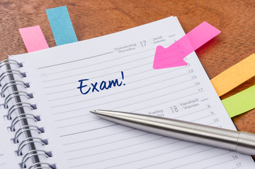Daily planner with the entry Exam