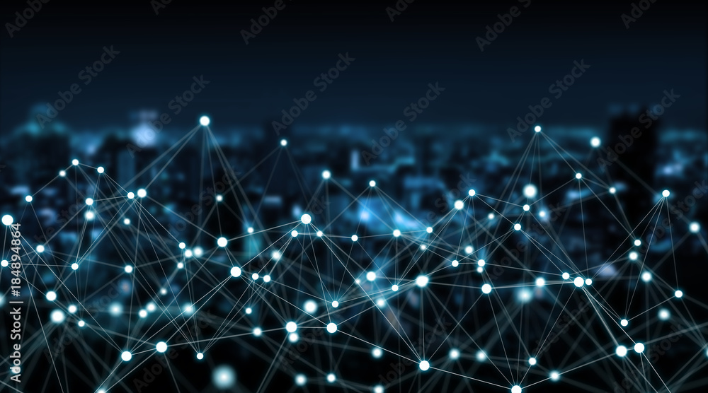 Poster Connections system and datas exchanges 3D rendering