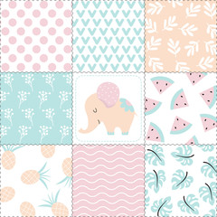 Baby background with cute elephant