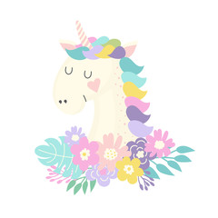 Unicorn and flowers illustration