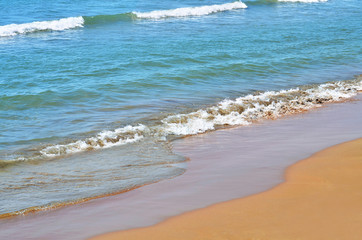 Sea view pebble beach and turquoise water tranquil scene