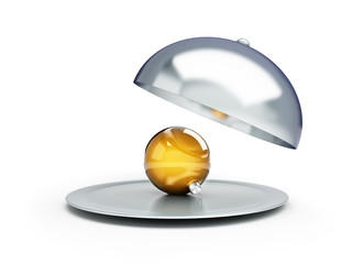 open tray christmas toy ball on a white background 3D illustration, 3D rendering