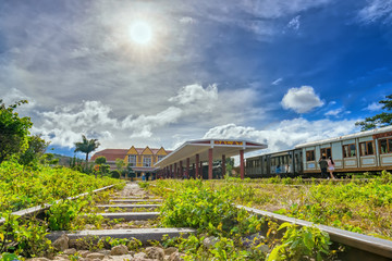 Da lat, Viet Nam - November 27th, 2017: Ancient railway station is famous place, history destination for traveler, french architecture antique train tranport tourist to visit in Da lat, Vietnam