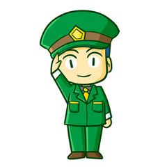 Cool and cute officer respect or salute to audience - vector.