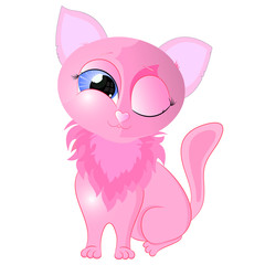  pink little cat vector 