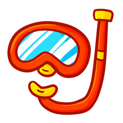 Funny and cute red snorkel for holiday diving - vector.