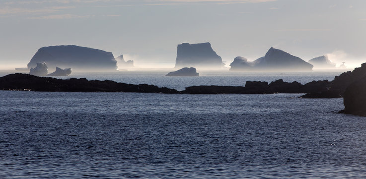 Fototapeta icebergs steaming in afternoon sun, Fogo Island, Newfoundland