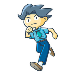 Cool, cute, and handsome worker running in a hurry - vector.