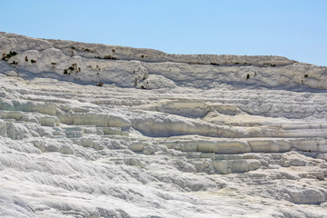 Scenic view of Pamukkale in Turkey on sunny day