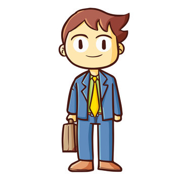Funny and cute businessman or salesman looks professional - vector.