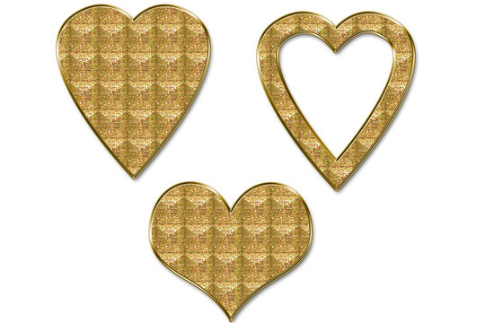 Corazones de oro y dorados.