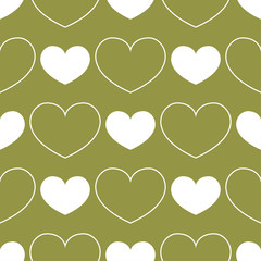 Olive hearts as seamless pattern. Romantic background