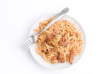 home made stew of noodles and pork