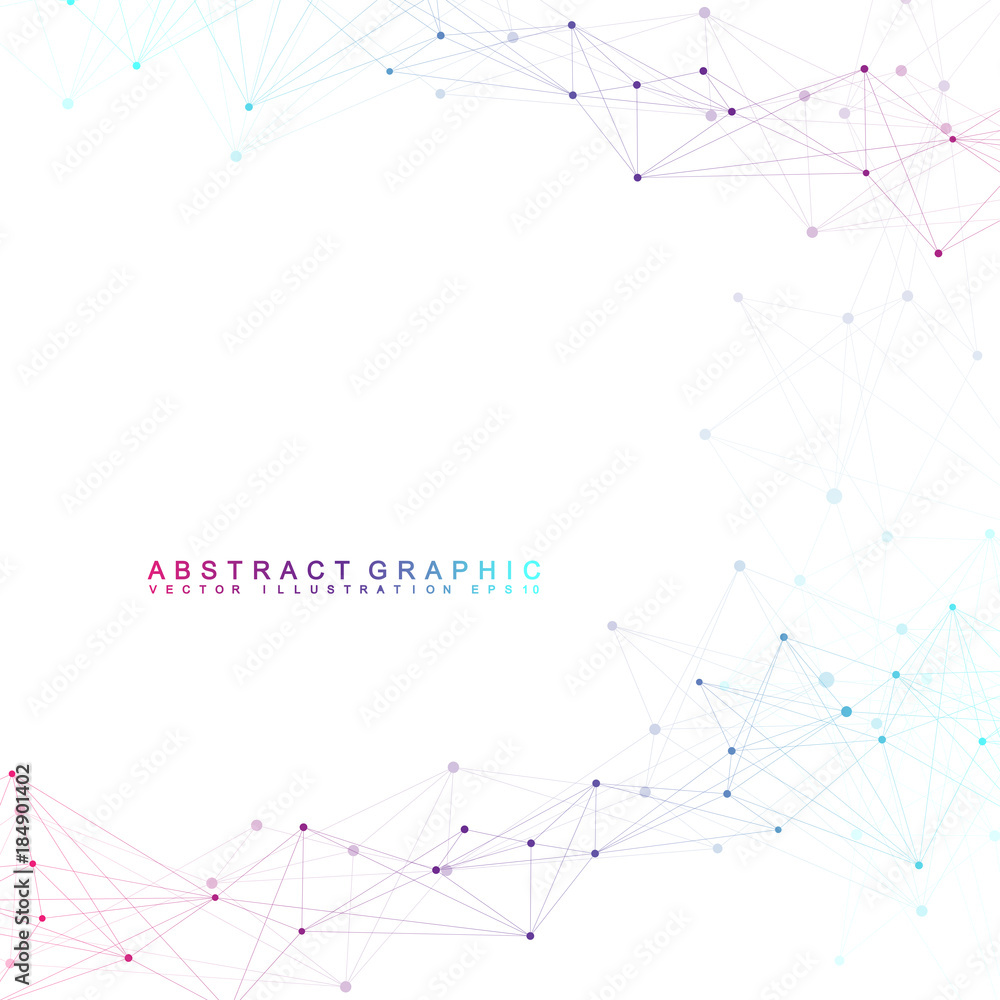 Poster futuristic background communication, globalization. lines and dots connected to science fiction scen