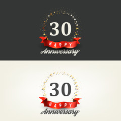 30 years Happy Anniversary banners. Vector illustration