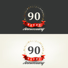 90 years Happy Anniversary banners. Vector illustration
