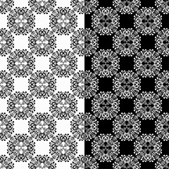 Ornamental seamless patterns. Black and white