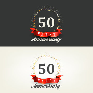 50 years Happy Anniversary banners. Vector illustration