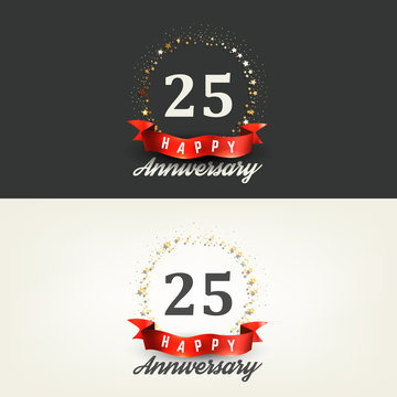 25 years Happy Anniversary banners. Vector illustration