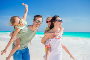 Happy family on beach vacation