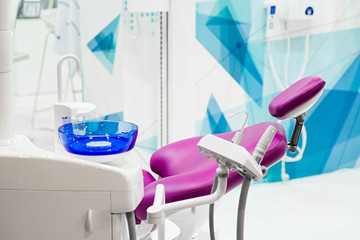 Modern dental chair in a dentist's office