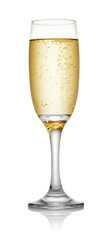 Glass of champagne isolated on white background