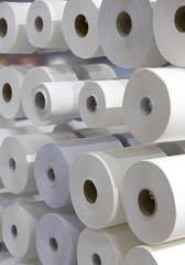 Background of many rolls of toilet paper