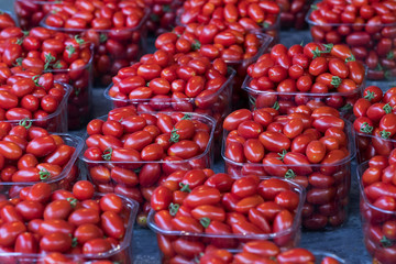 Background of ripe varieties of cherry tomatoes